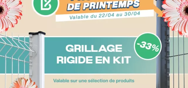 Bodeor : Profitez des réductions sur nos kits de grillage rigide, portail aluminium et brise vue.