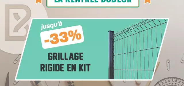 Bodeor : Profitez des réductions sur nos kits de grillage rigide, portail aluminium et brise vue.