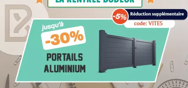 Bodeor : Profitez des réductions sur nos kits de grillage rigide, portail aluminium et brise vue.