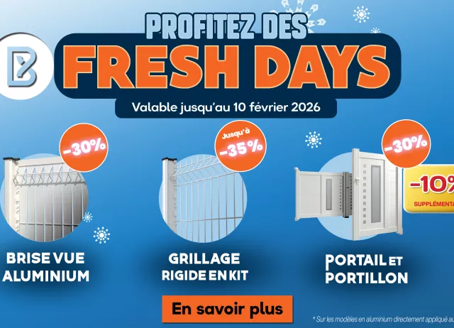 Voir les promotions clôtures-grillages et portails