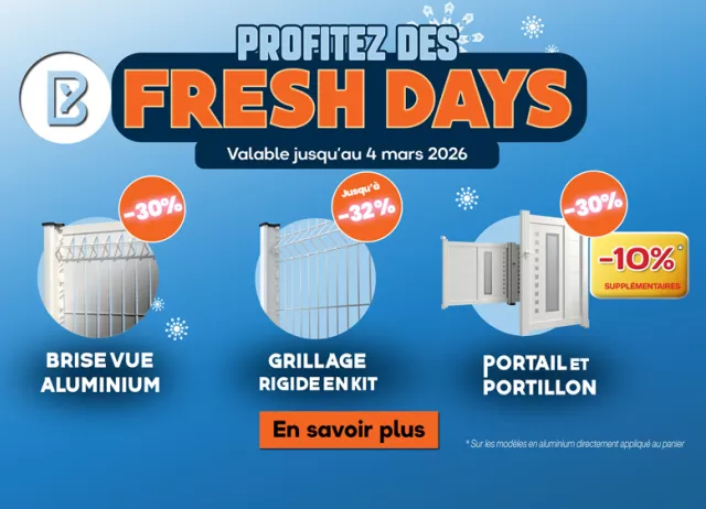 Voir les promotions clôtures-grillages et portails