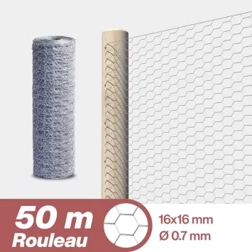 Illustration du produit Grillage à poule triple torsion - Maille 16 mm - Longueur 50 m