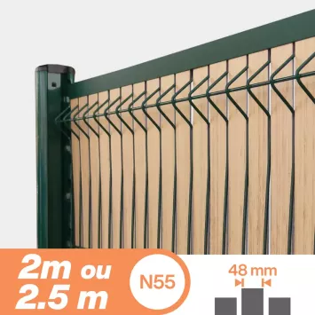 Illustration du produit Lattes aluminium imitation bois maille 55 - Kit complet 1 panneau