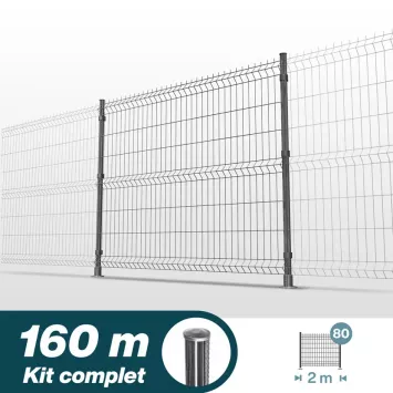 Illustration du produit Kit grillage rigide poteaux ronds - longueur 160 mètres