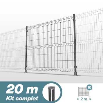 Illustration du produit Kit grillage rigide poteaux ronds - longueur 20 mètres
