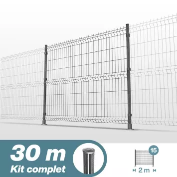 Illustration du produit Kit grillage rigide poteaux ronds - longueur 30 mètres