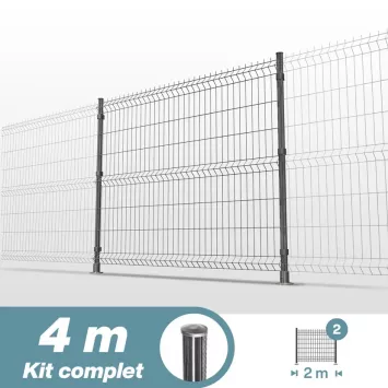 Illustration du produit Kit grillage rigide poteaux ronds - longueur 4 mètres