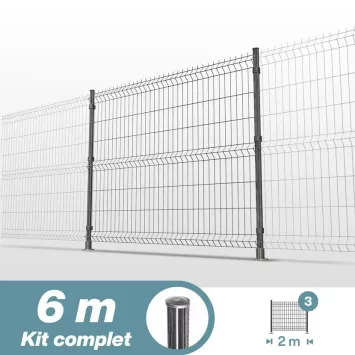 Illustration du produit Kit grillage rigide poteaux ronds - longueur 6 mètres