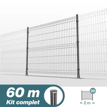 Illustration du produit Kit grillage rigide poteaux ronds - longueur 60 mètres