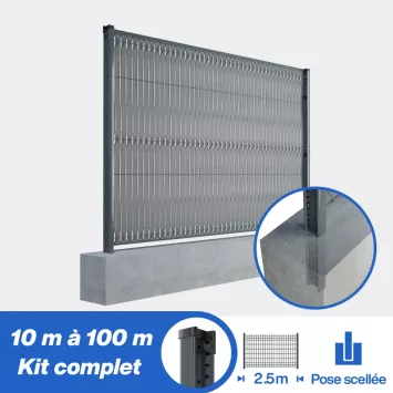 Illustration du produit Kit grillage rigide poteaux à clip EKLIPS® avec occultation aluminium (Ø4/5mm)