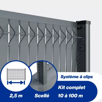 Illustration du produit Kit grillage rigide poteaux à clip EKLIPS® avec occultation aluminium (Ø4/5mm)