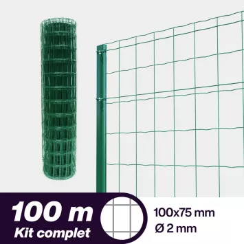 Illustration du produit Kit Grillage soudé - Maille 100×75 - 100 mètres
