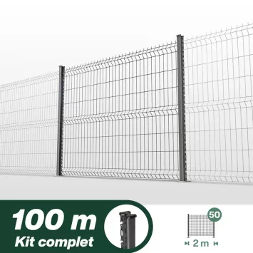 Illustration du produit Kit grillage rigide poteaux H - longueur 100 mètres