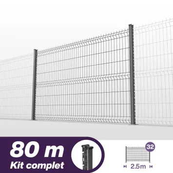 Illustration du produit Kit grillage rigide poteaux H pro - longueur 80 mètres