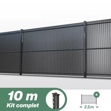 Illustration du produit Kit grillage rigide poteau H + occultation PVC - longueur 10 mètres