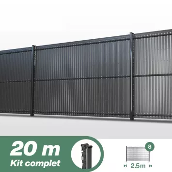 Illustration du produit Kit grillage rigide poteau H + occultation PVC - longueur 20 mètres