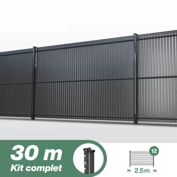 Illustration du produit Kit grillage rigide poteau H + occultation PVC - longueur 30 mètres