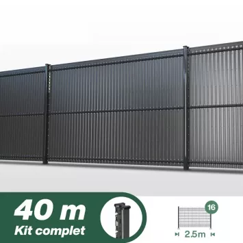 Illustration du produit Kit grillage rigide poteau H + occultation PVC - longueur 40 mètres