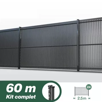 Illustration du produit Kit grillage rigide poteau H + occultation PVC - longueur 60 mètres