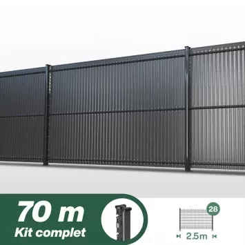 Illustration du produit Kit grillage rigide poteau H + occultation PVC - longueur 70 mètres