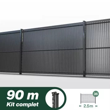 Illustration du produit Kit grillage rigide poteau H + occultation PVC - longueur 90 mètres
