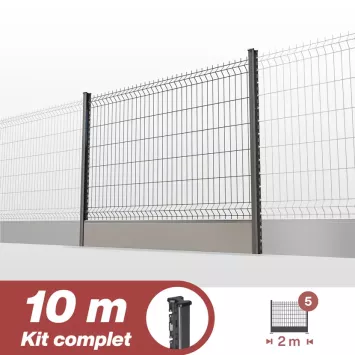 Illustration du produit Kit grillage rigide poteaux H + soubassement PVC - longueur 10 mètres