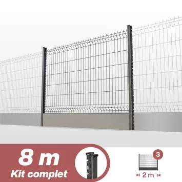 Illustration du produit Kit grillage rigide poteaux H + soubassement PVC - longueur 8 mètres