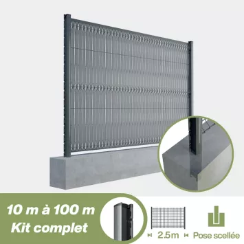 Illustration du produit Kit grillage rigide poteau H renforcé avec occultation aluminium (Ø4/5mm)