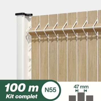 Illustration du produit Lattes occultation bois maille 55 - Kit longueur 100 Mètres