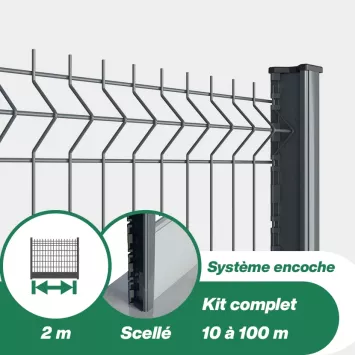 Illustration du produit Kit grillage rigide à sceller avec soubassement PVC (Ø4/4mm)