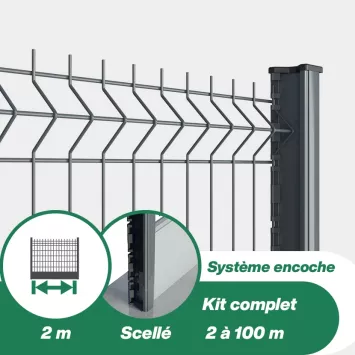 Illustration du produit Kit grillage rigide à sceller avec soubassement PVC (Ø4/4mm)