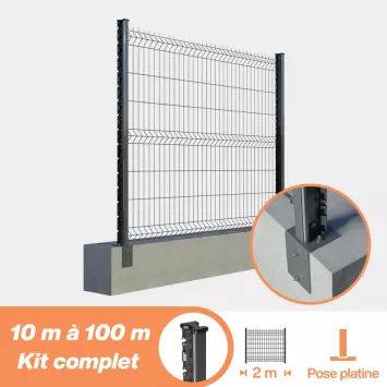 Illustration du produit Kit grillage rigide poteaux H sur platines équerres (Ø 4/4mm)