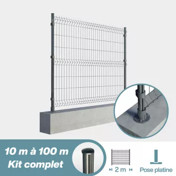 Illustration du produit Kit grillage rigide poteaux ronds sur platines (Ø 4/4mm)