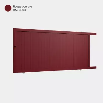 Illustration du produit Portail Alu Coulissant semi-ajourée droit ATHENIA Rouge - 150 cm, 350 cm