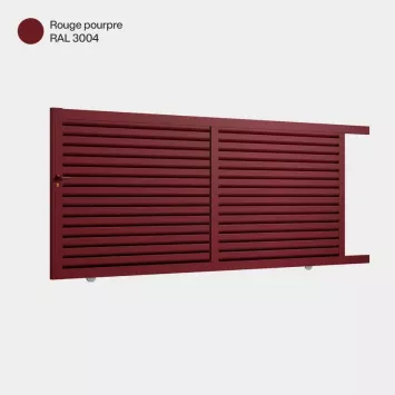 Illustration du produit Portail Alu Coulissant semi-ajourée droit TORONTO Rouge - 150 cm, 350 cm