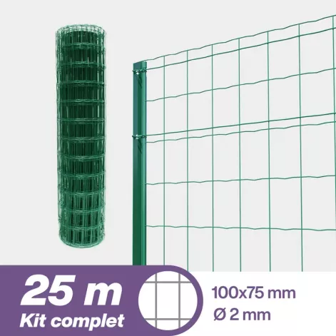 Kit Grillages soudes vert maille 100×75 25m