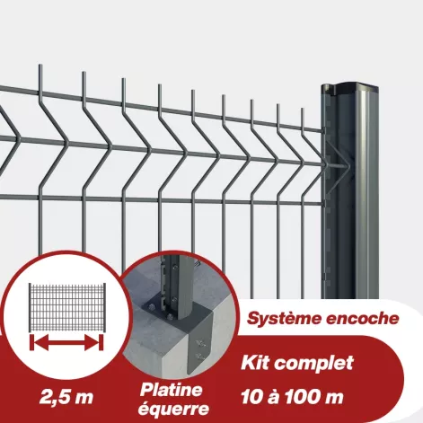 Kit grillage rigide poteaux H renforcés sur platines équerres (Ø 4/5mm)