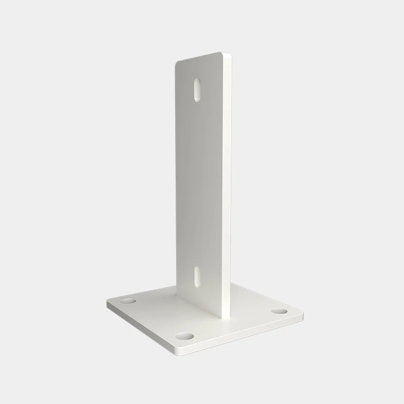 Clôture piscine : Platine blanche pour poteau piscine AQUAGLIA