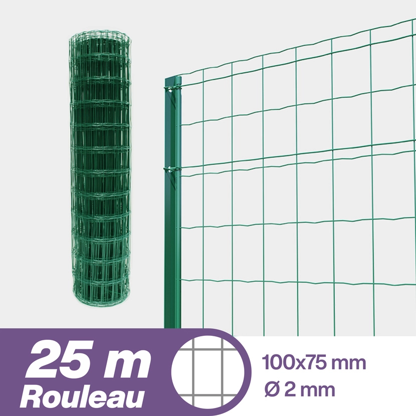 Rouleau grillage souple: info grillages soudes Vert maille 100x75 25m