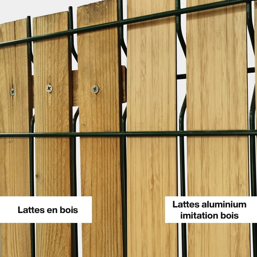 Comparaison entre nos lattes en bois et lattes aluminium imitation bois
