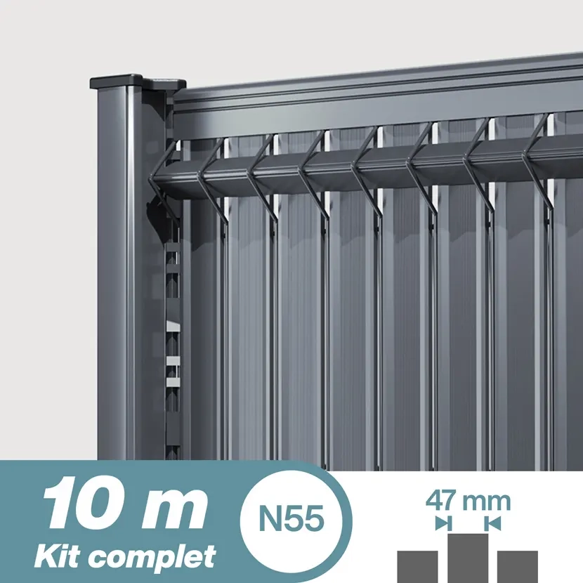 Brise vue: Kit lattes rigides PVC 10M