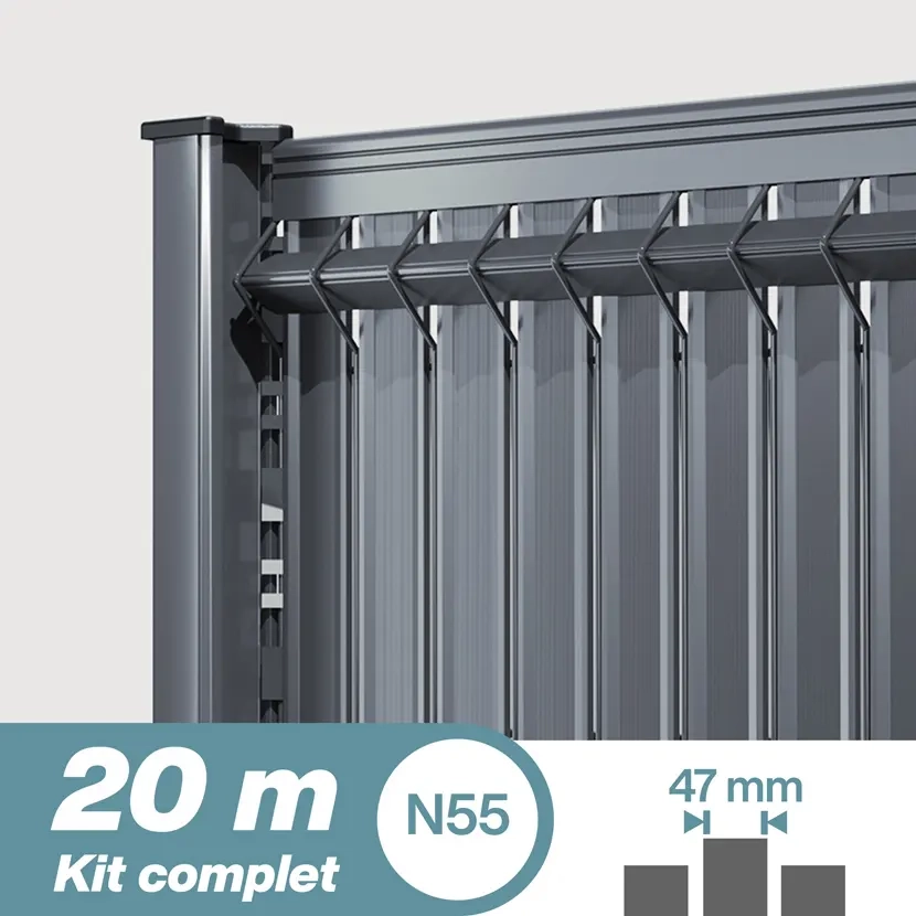 Brise vue: Kit lattes rigides PVC 20M