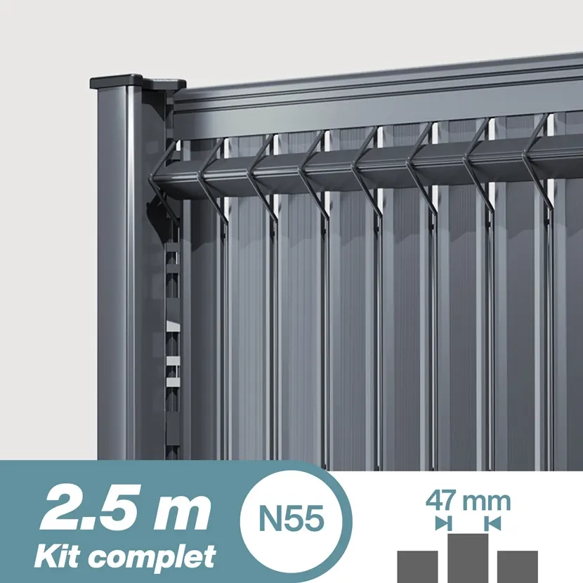 Brise vue: Kit lattes rigides PVC n55 2,5m