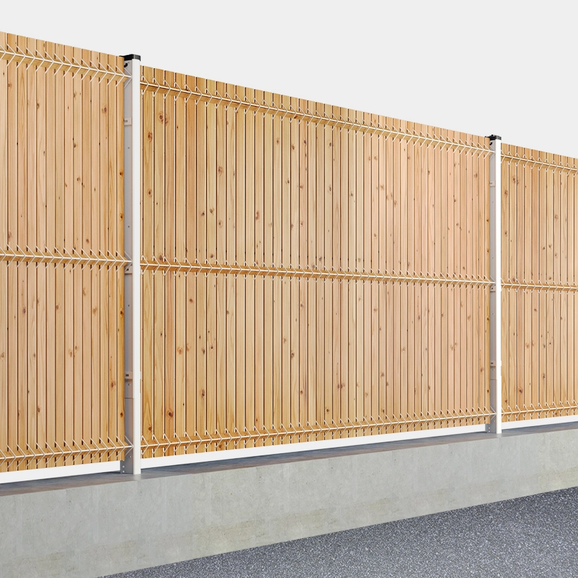 Kit grillage rigide poteaux à clip EKLIPS® avec occultation bois (Ø4/5mm) Coloris Blanc