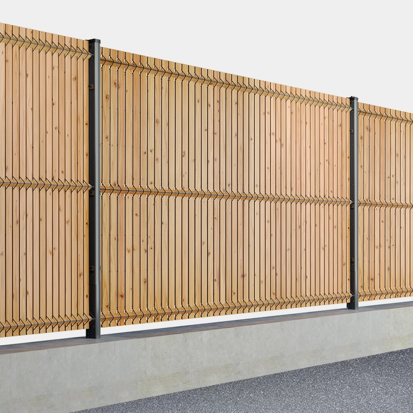 Kit grillage rigide poteaux à clip EKLIPS® avec occultation bois (Ø4/5mm) Coloris Gris Anthracite