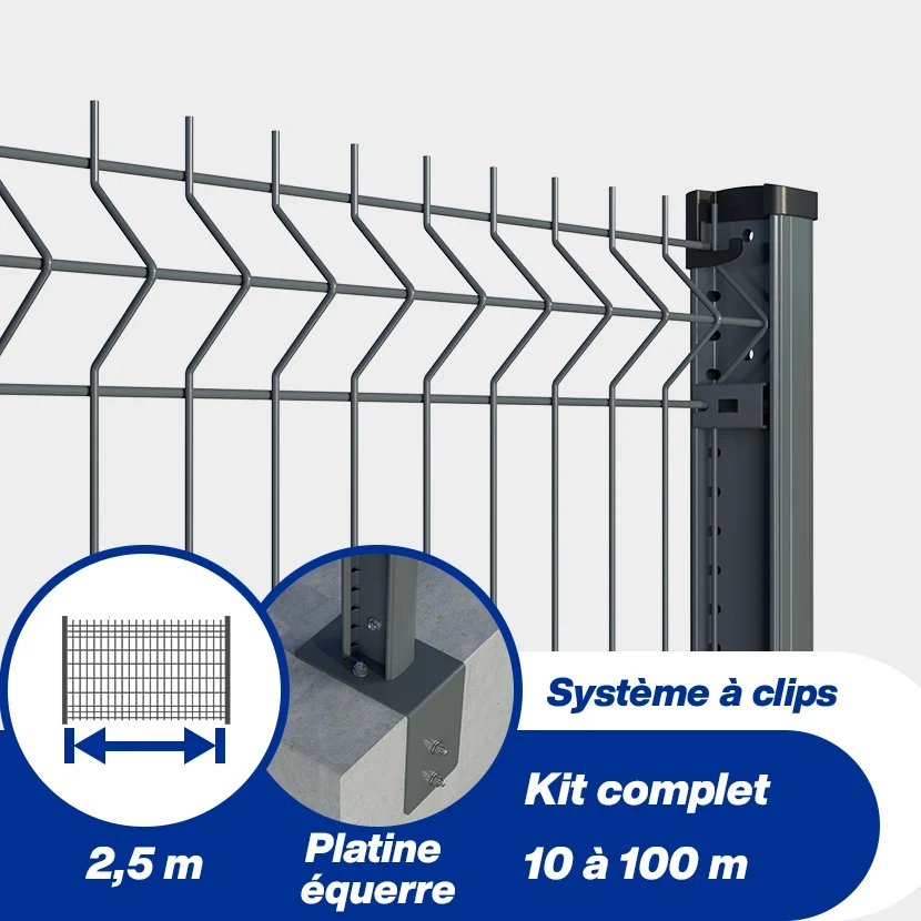 Kit grillage rigide poteaux EKLIPS sur platines équerres (Ø 4/5mm)