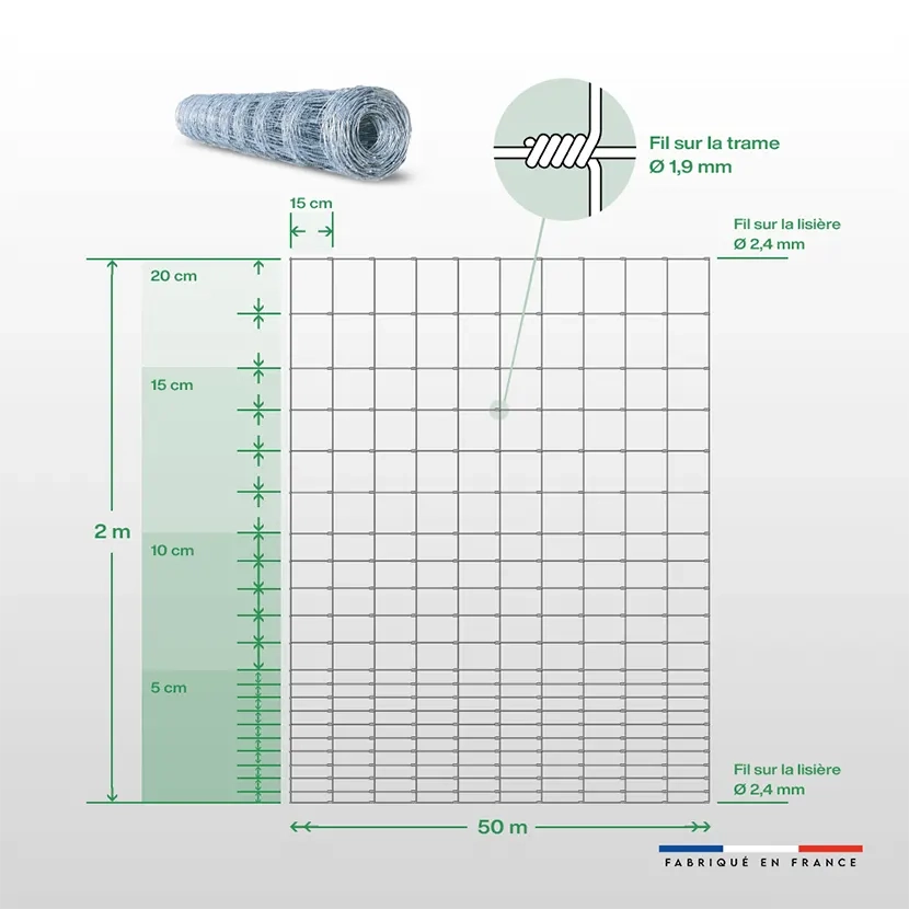 Grillage souple : Grillage dégressif 2m