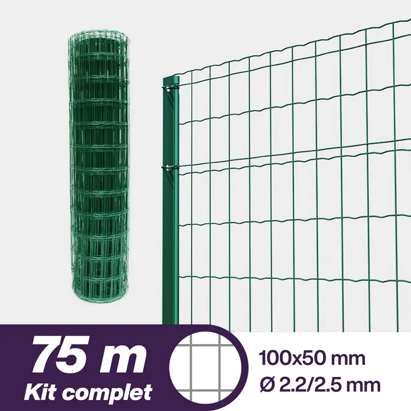 Rouleau grillage souple: Kit Grillages soudes maille 100x50 75m