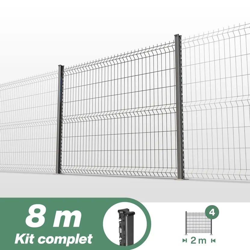 grillage rigide: kit poteaux H 8m