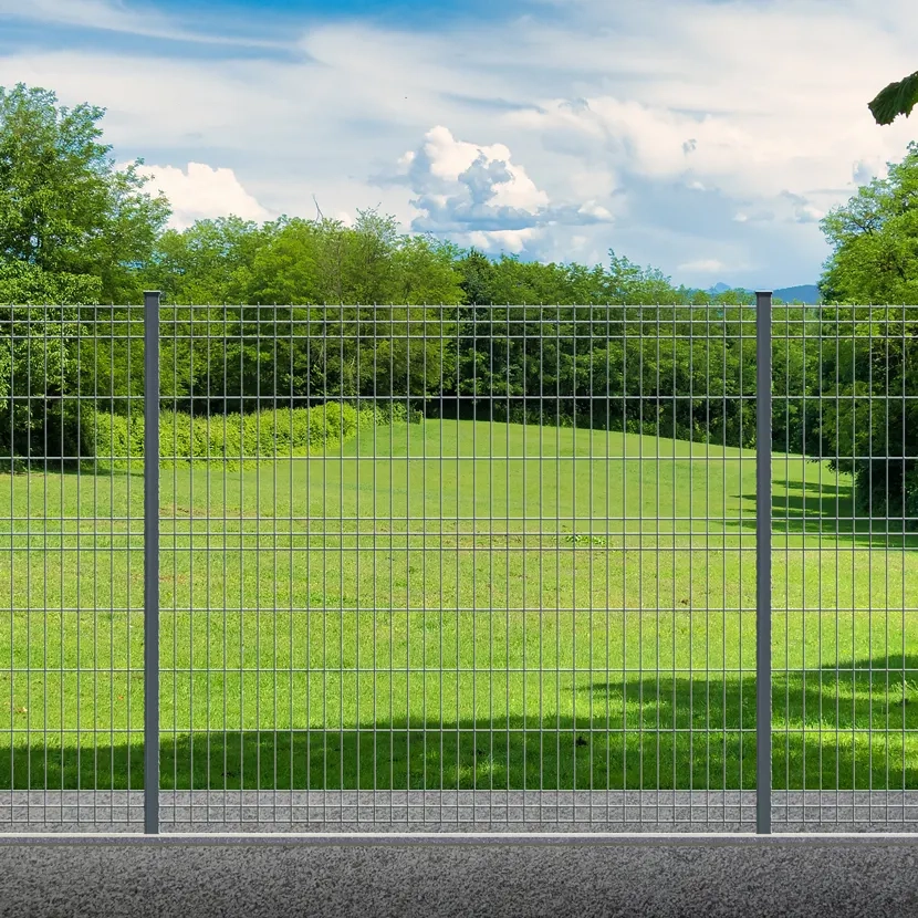 grillage rigide: kit poteaux H 8m gris anthracite de face